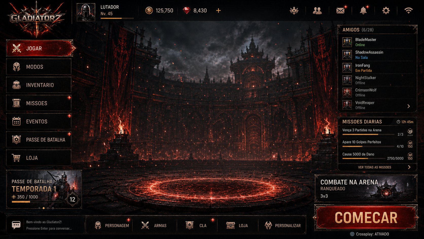 GladiatorZ arena combat game lobby